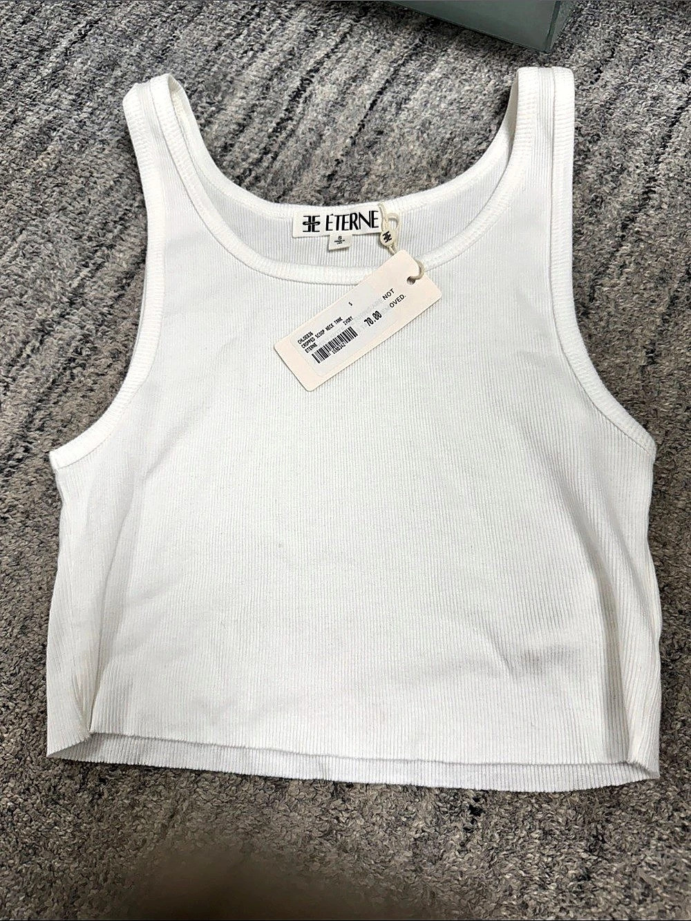 ETERN Ribbed Cropped Tank Top in White Size Small NWT